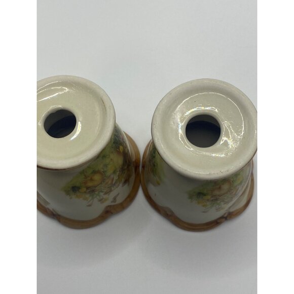 Vintage Ceramic Bunny Floral Egg Cups Set Of 2 With Scalloped Edges - Picture 10 of 10